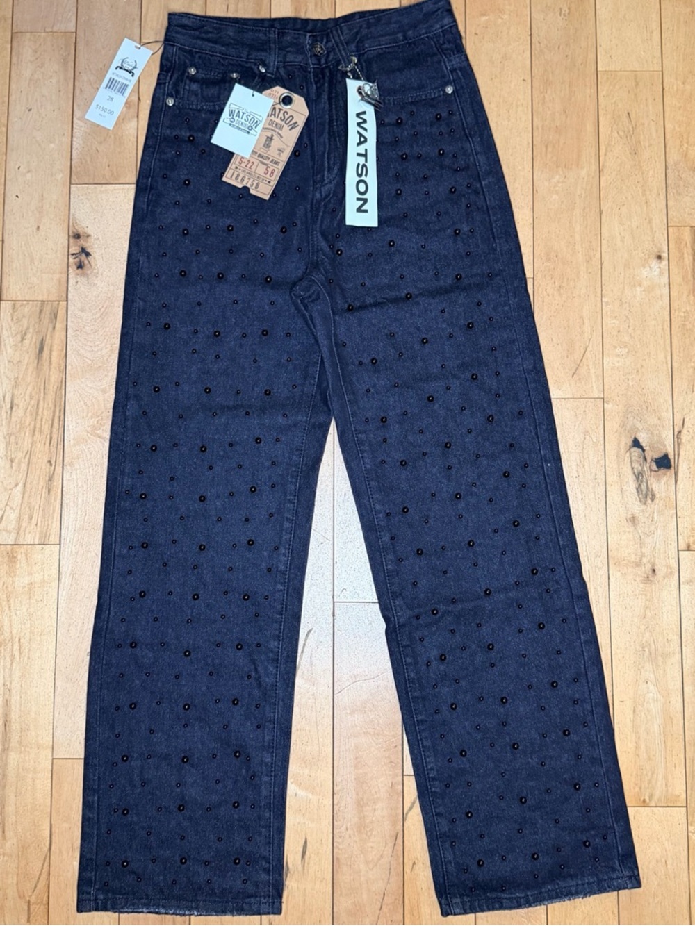 Watson Denim Black Jeans With Black Pearls Msrp $150 Men’s 28